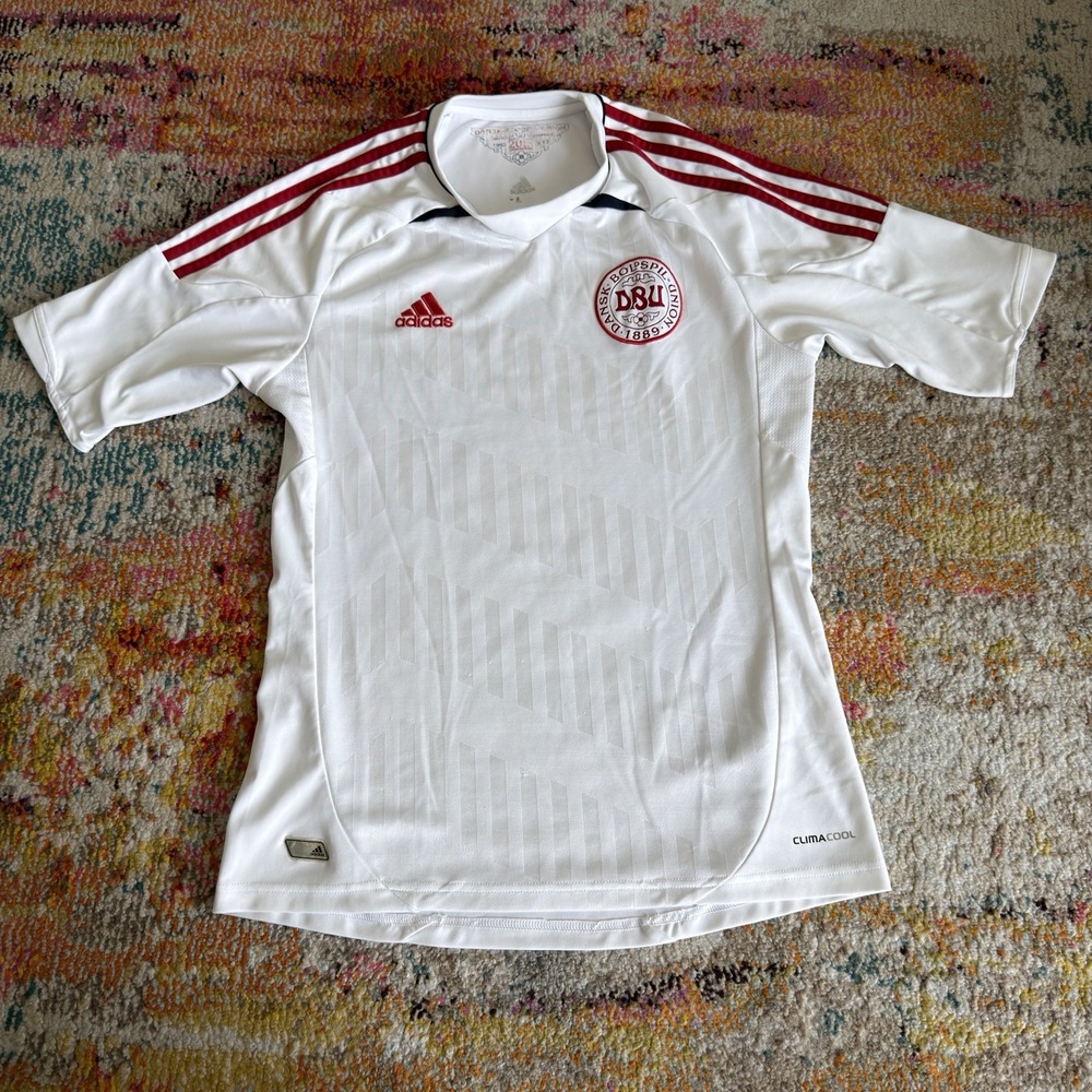 adidas Denmark 2012 Away Soccer Jersey White Red DBU 20th Anniversary M
